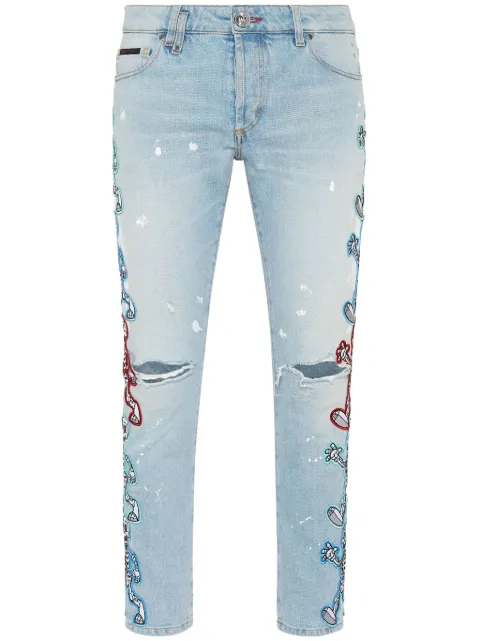 Philipp Plein Skully Gang low-rise skinny jeans