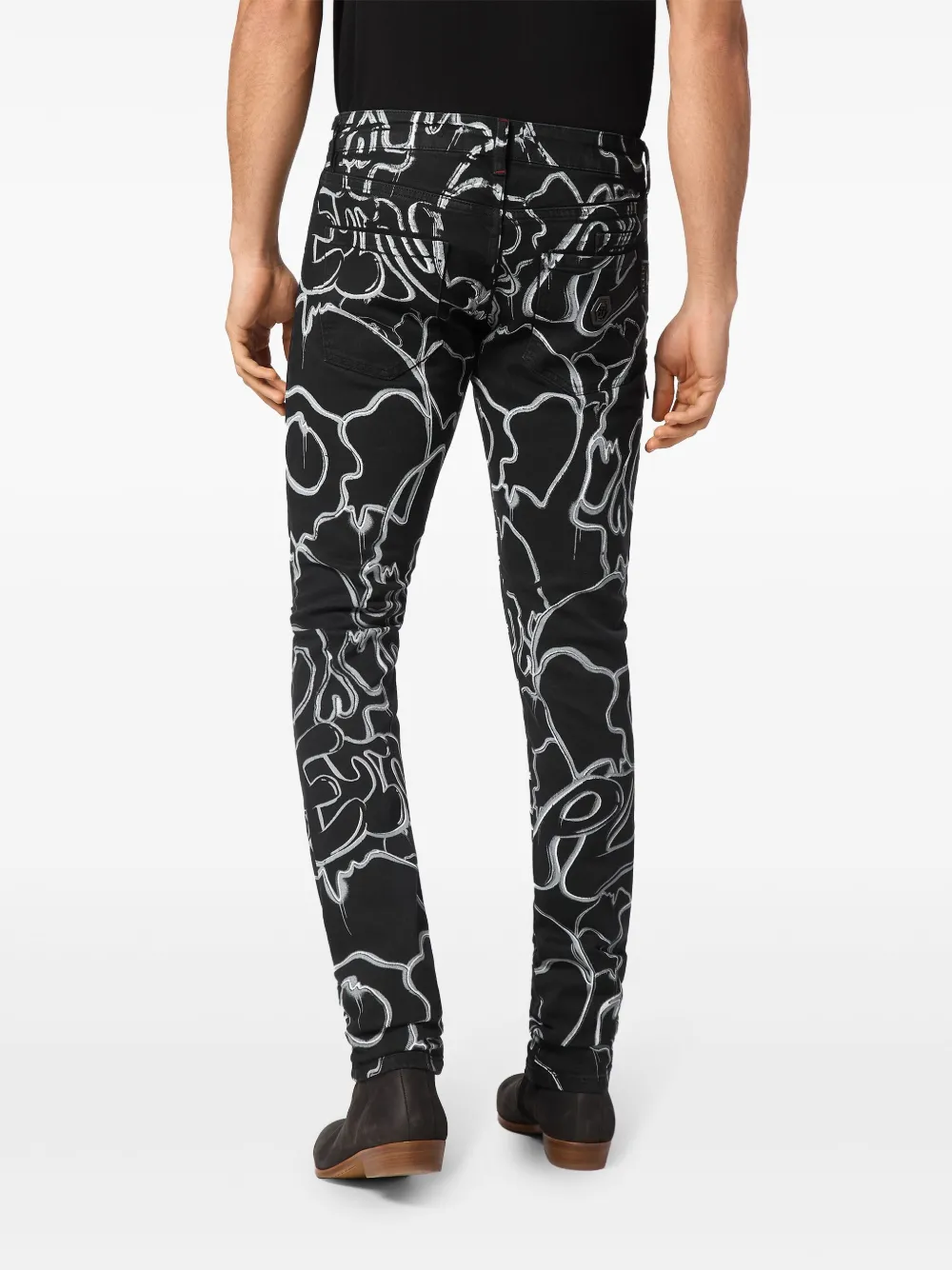 Philipp Plein Skull&Bones straight jeans Zwart