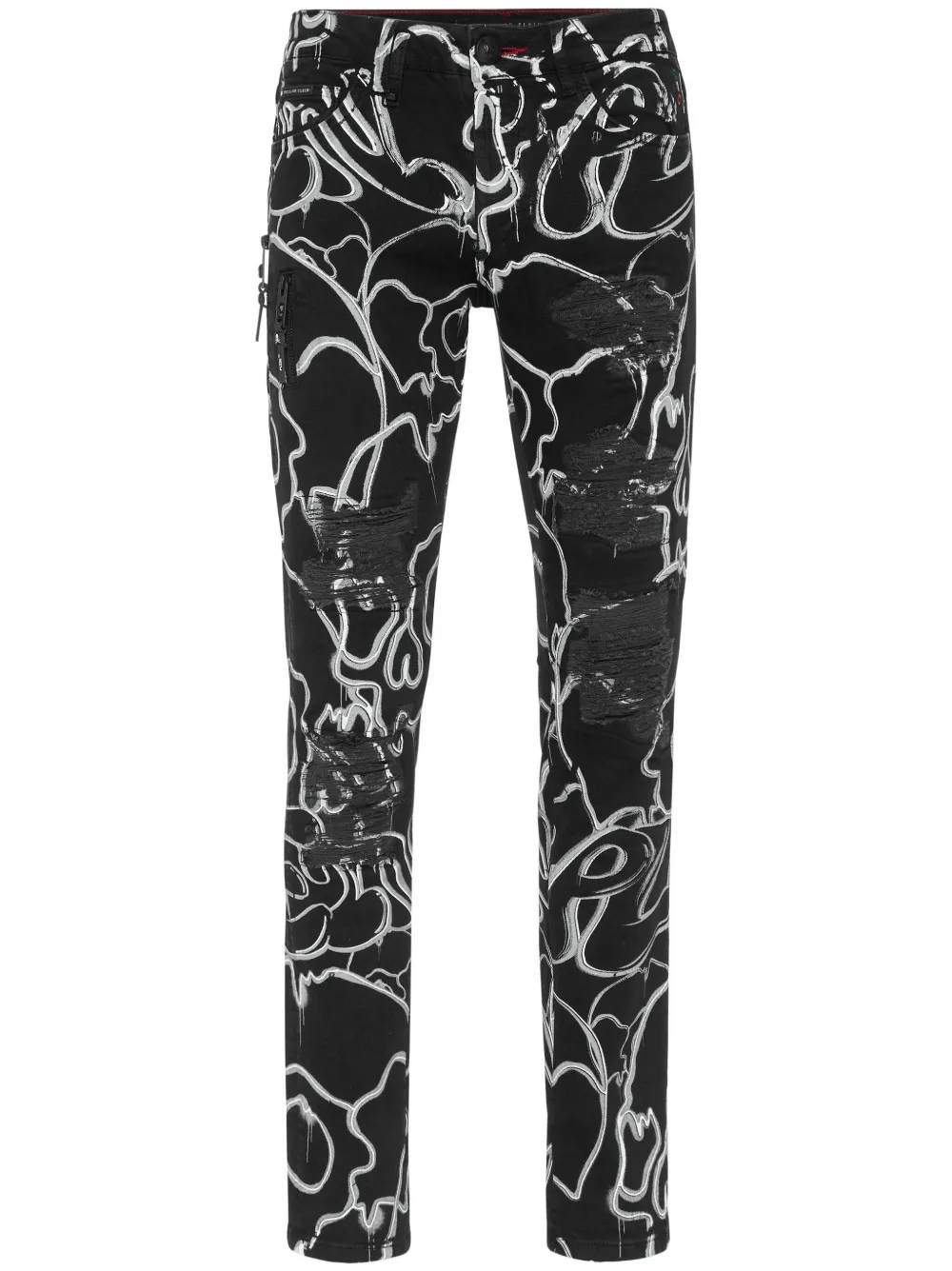 Philipp Plein Skull&Bones straight jeans Zwart