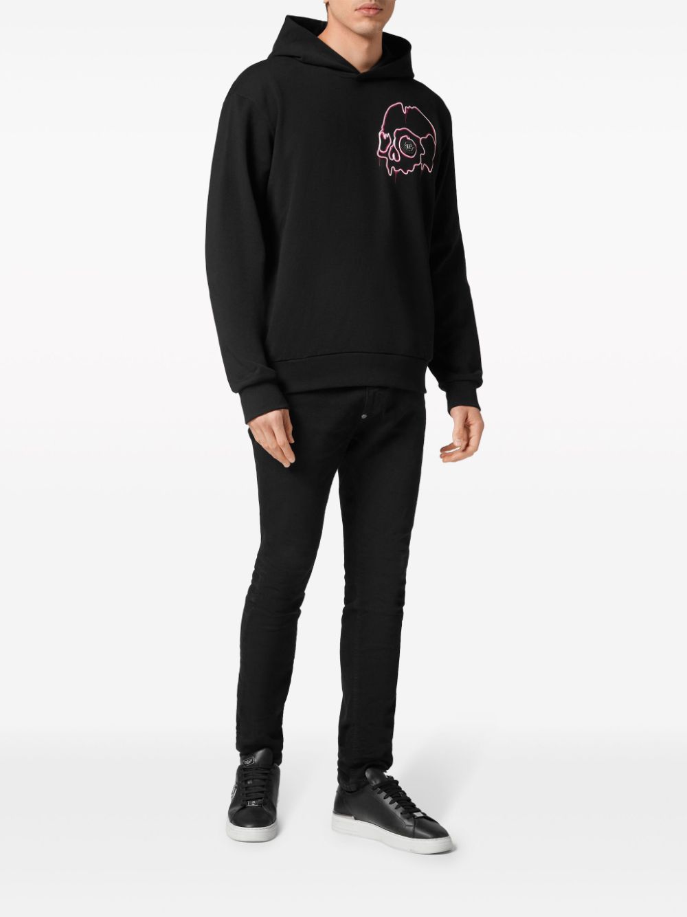 Philipp Plein Katoenen hoodie met doodskopprint Zwart