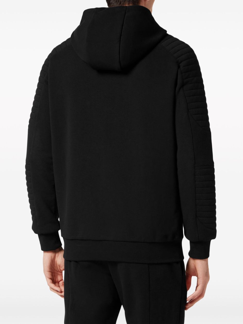 Shop Philipp Plein Padded Zip-up Hoodie In Black