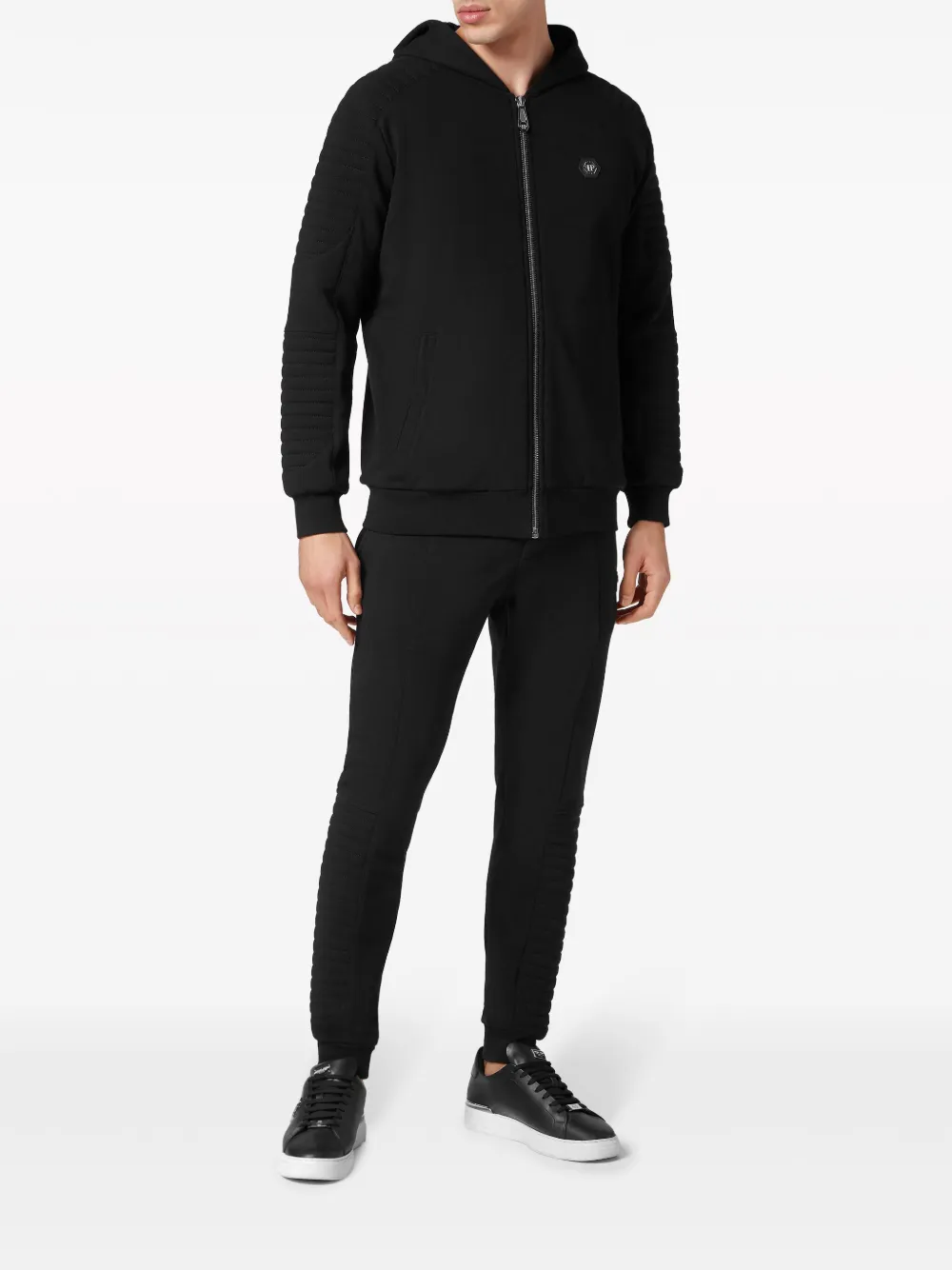 Shop Philipp Plein Padded Zip-up Hoodie In Black