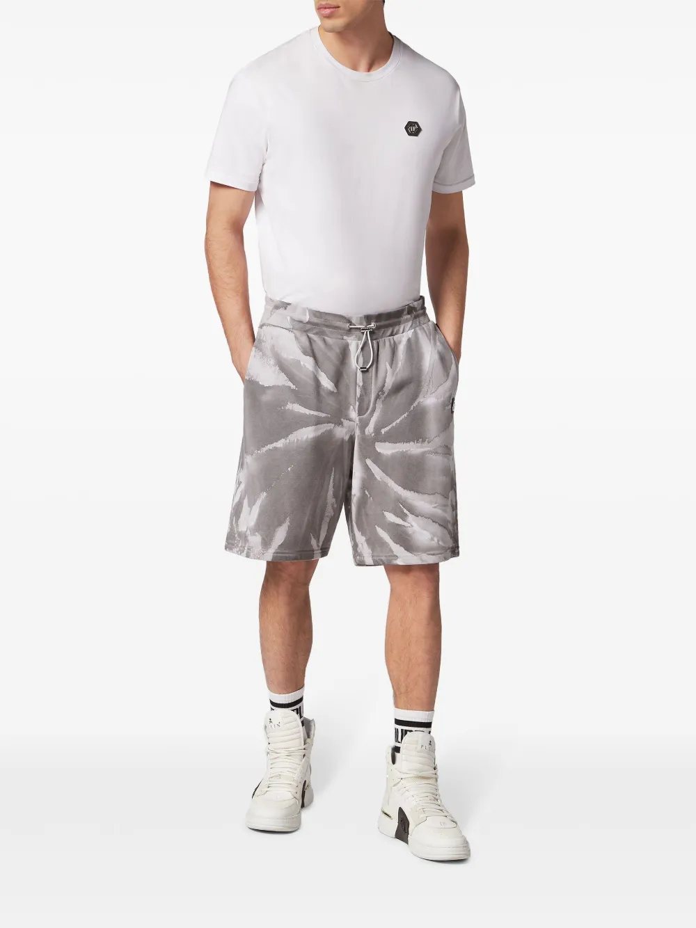 Philipp Plein Trainingsshorts met tie-dye print - Wit
