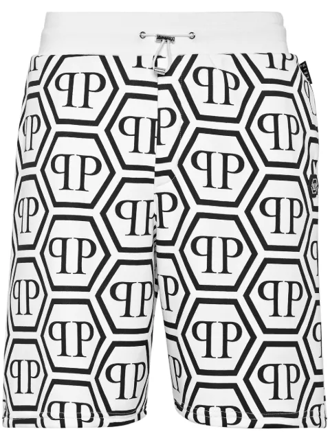 Philipp Plein monogram drawstring track shorts