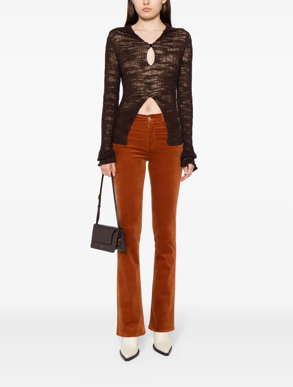 7 For All Mankind bootcut velvet trousers - Oranje