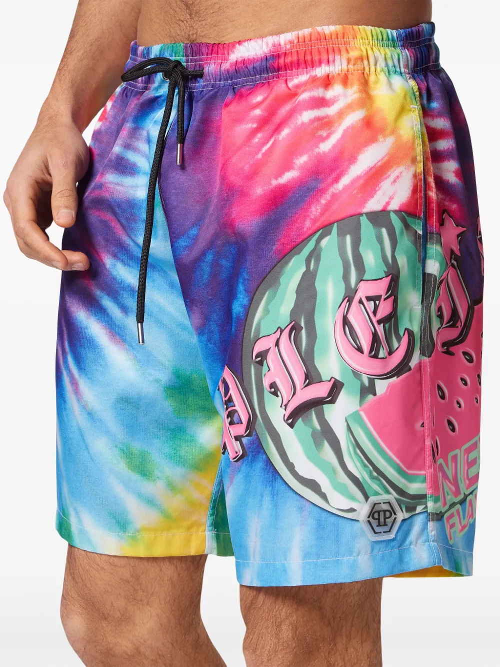 Shop Philipp Plein Tutti Frutti Swim Shorts In Blue