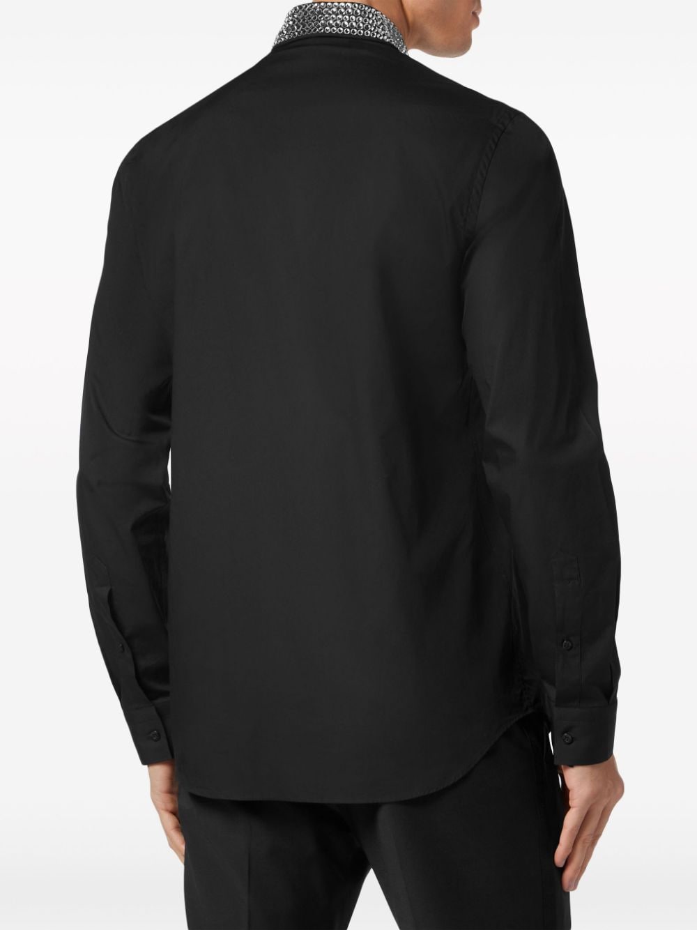 Shop Philipp Plein Sugar Daddy Crystal-embellished Shirt In Black