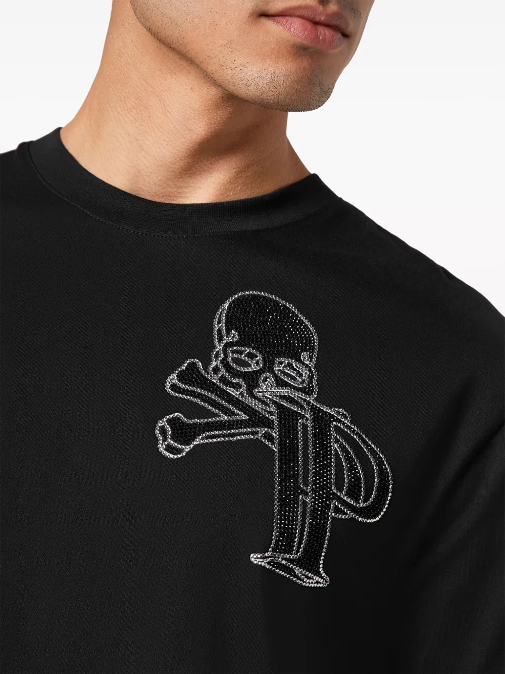 Philipp Plein T-shirt verfraaid met stras Zwart