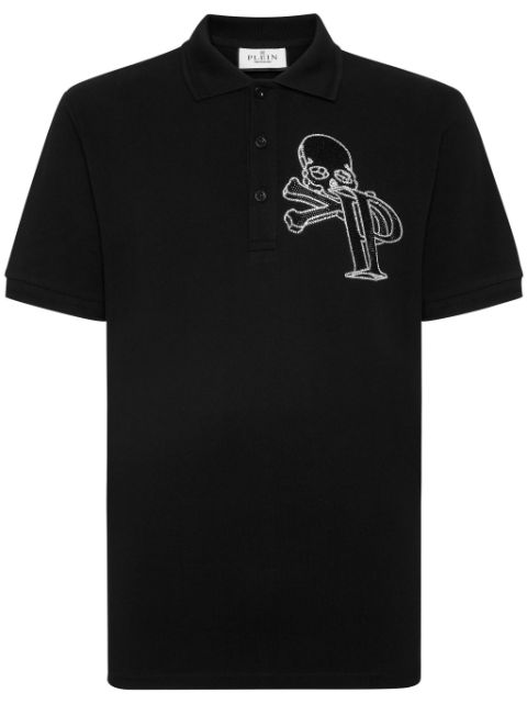 Philipp Plein crystal-embellished cotton polo shirt Men