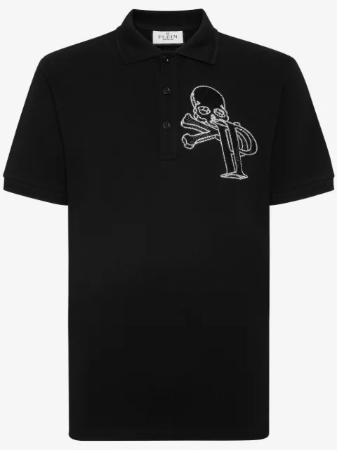 Philipp Plein crystal-embellished cotton polo shirt