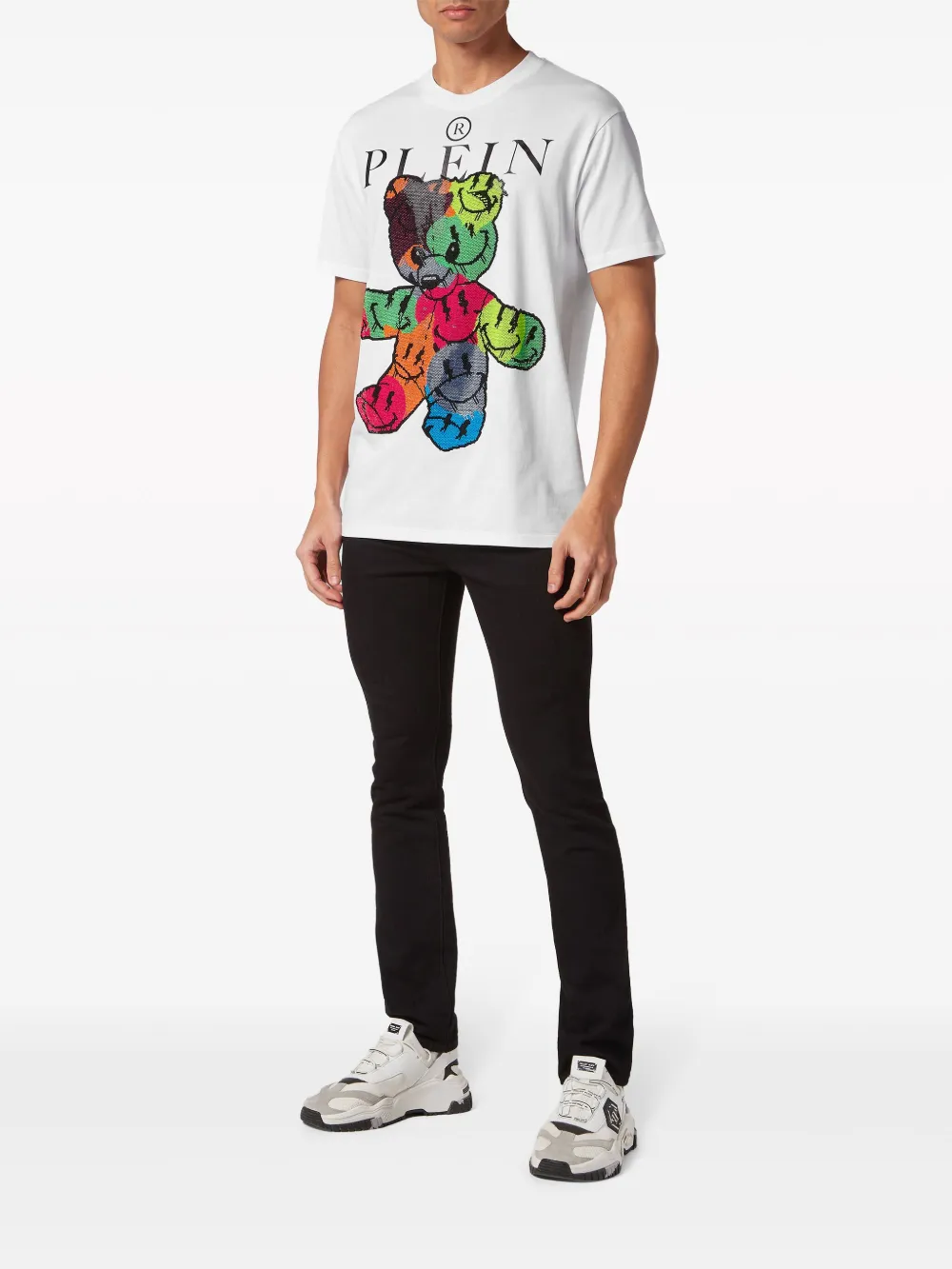 Shop Philipp Plein Teddy Bear Cotton T-shirt In White