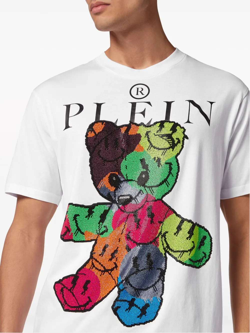 Shop Philipp Plein Teddy Bear Cotton T-shirt In White