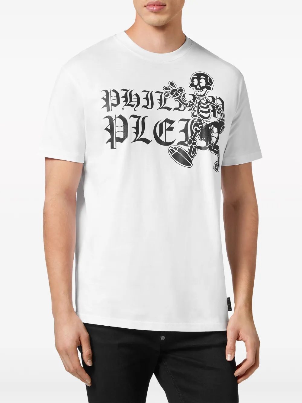 Shop Philipp Plein Smile Logo-print Cotton T-shirt In White