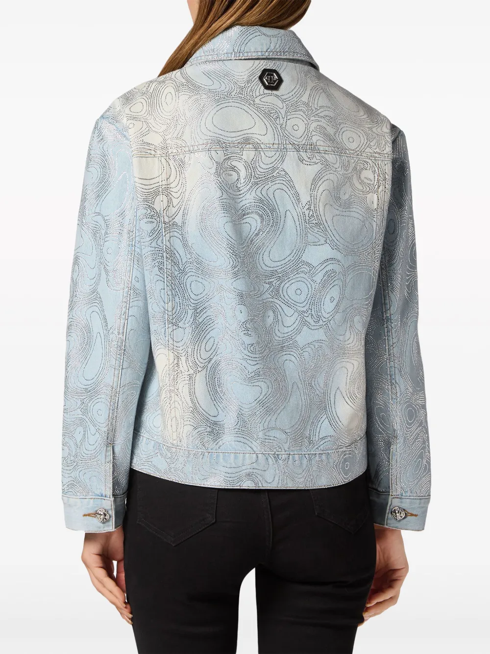 Shop Philipp Plein Teddy Bear-appliqué Denim Jacket In Blue