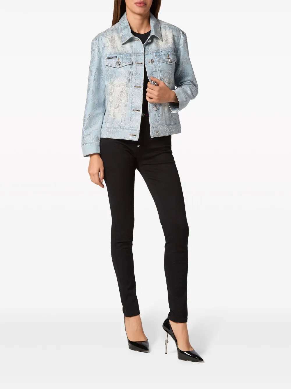 PHILIPP PLEIN TEDDY BEAR-APPLIQUÉ DENIM JACKET