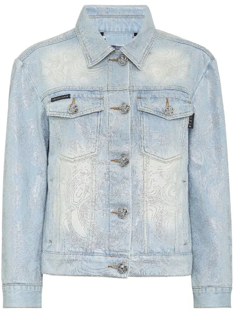 Philipp Plein teddy bear-appliqué denim jacket