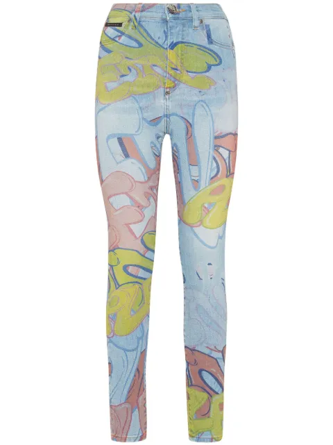 Philipp Plein Bombing graffiti-print skinny jeans