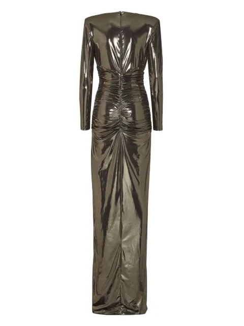 Philipp Plein Lamé Jersey Padded Shoulder Lond Dress PADCWRG3023PJY002N - 1