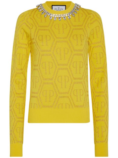 Philipp Plein monogram crystal-embellished jumper Women