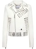 Philipp Plein eyelet-embellished leather biker jacket - White