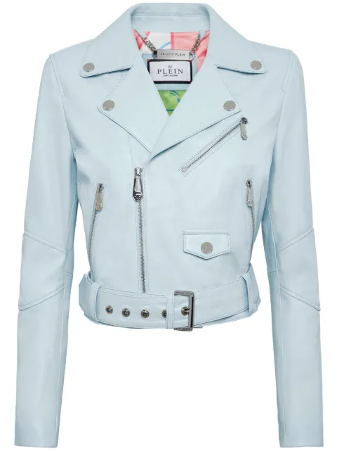 Philipp Plein chamarra biker con diseño corto