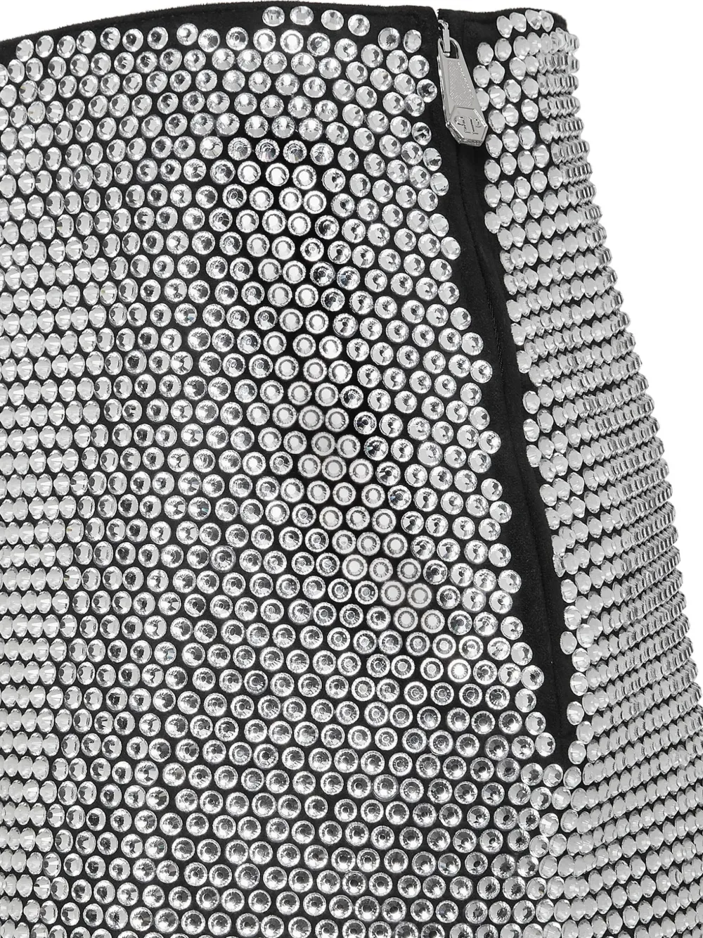 PHILIPP PLEIN CRYSTAL-EMBELLISHED LEATHER MINISKIRT 