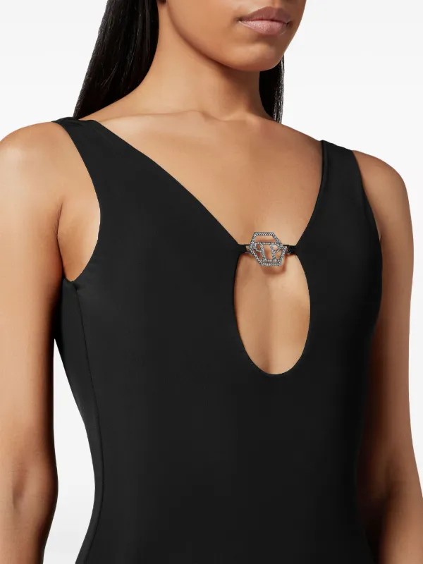 新品未使用　philipp plein ワンピース　size Ｓ Philipp Plein logo-plaque Swimsuit | Black | FARFETCH