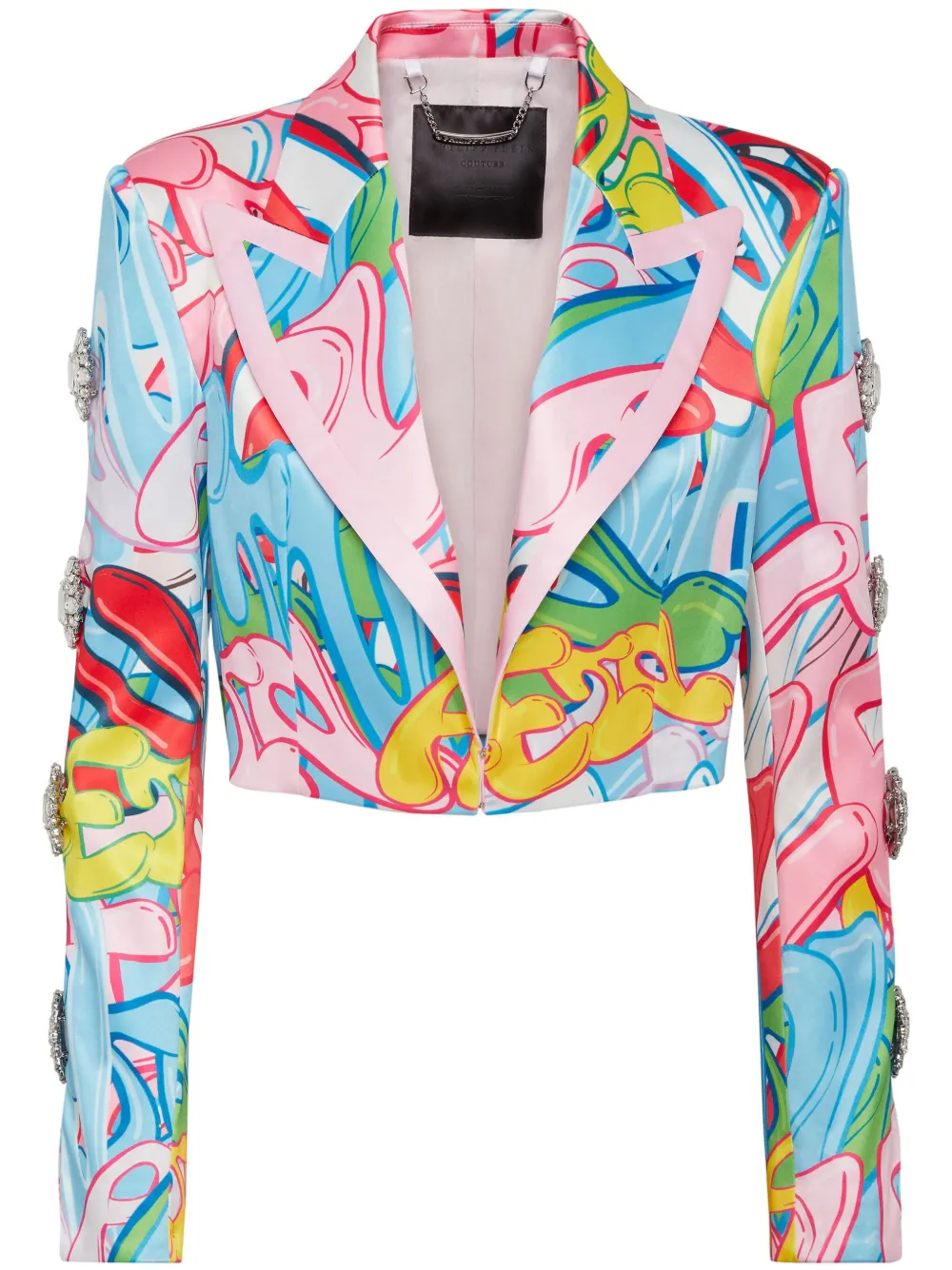 Philipp Plein Bombing Graffiti-print Spencer Jacket In Rosa