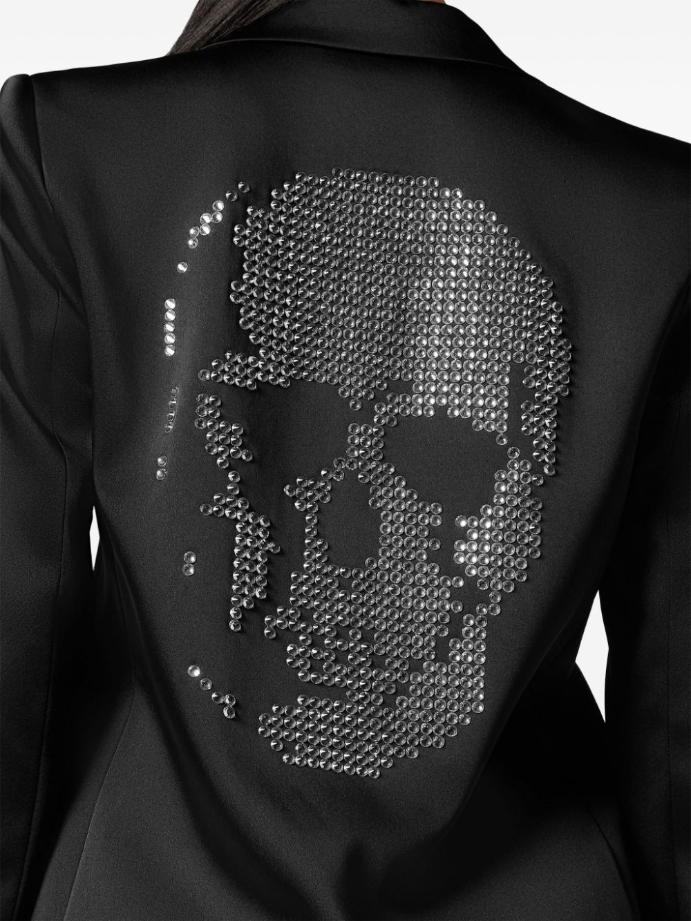 Shop Philipp Plein Crystal-skull Satin Blazer In Black