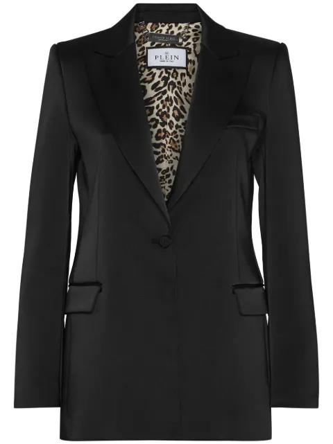 Philipp Plein Satin-Blazer mit Kristall-Totenkopf