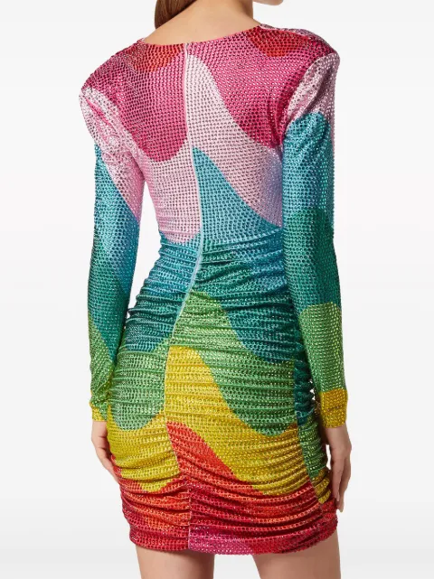 Philipp Plein crystal-embellished rainbow-print minidress PADCWRG2961PJY002N - 3