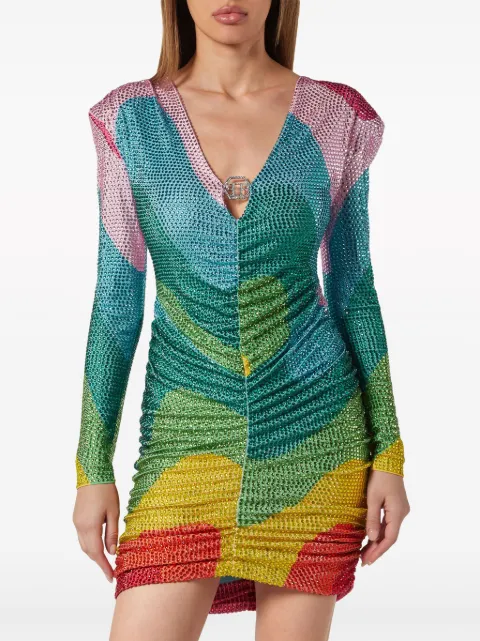 Philipp Plein crystal-embellished rainbow-print minidress PADCWRG2961PJY002N - 2