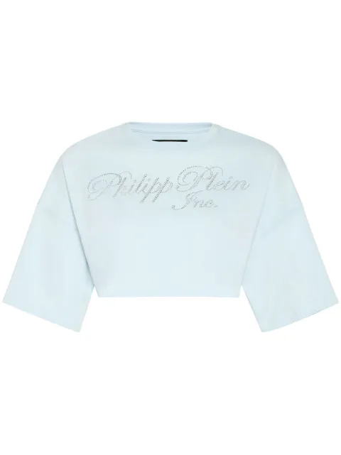 Philipp Plein crystal-embellished logo-print cropped T-shirt