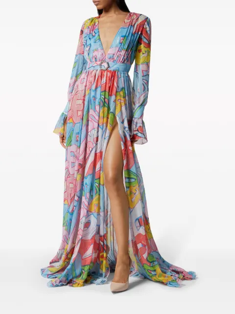 Philipp Plein Bombing Graffiti-print maxi dress PADCWRG3005PTE048N - 1