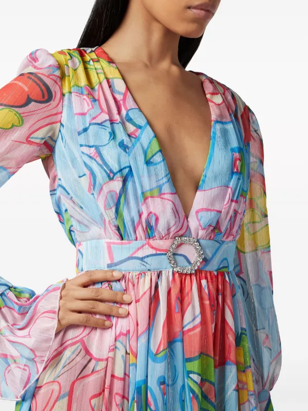Philipp Plein Bombing Graffiti-print Maxi Dress | Blue | FARFETCH GE
