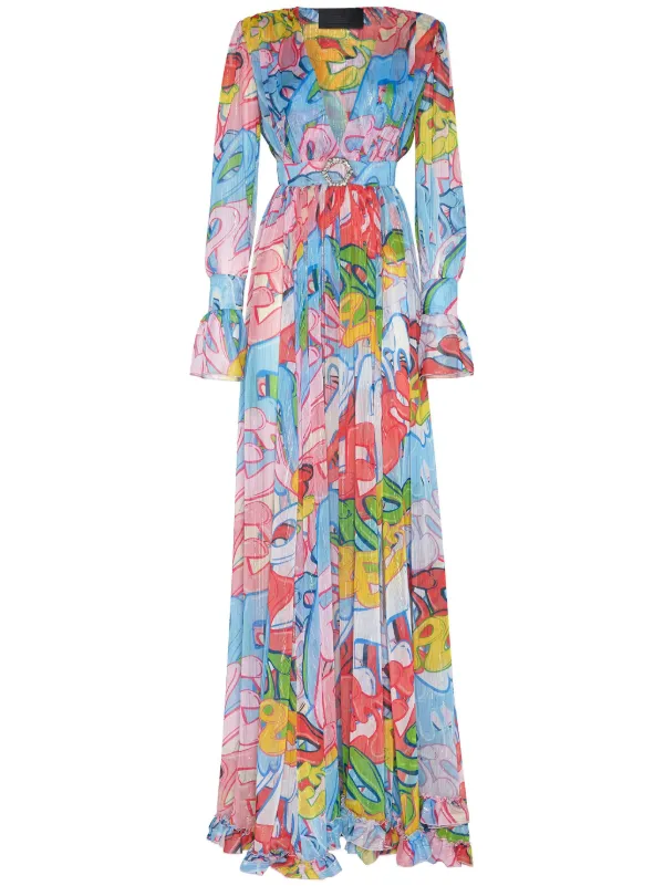 Philipp Plein Bombing Graffiti-print Maxi Dress | Blue | FARFETCH GE