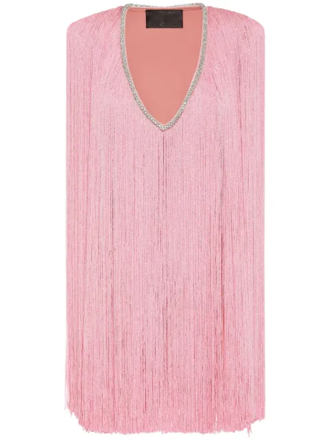 Philipp Plein fringed v-neck mini dress