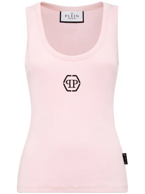 Philipp Plein logo-embroidered ribbed tank top Women