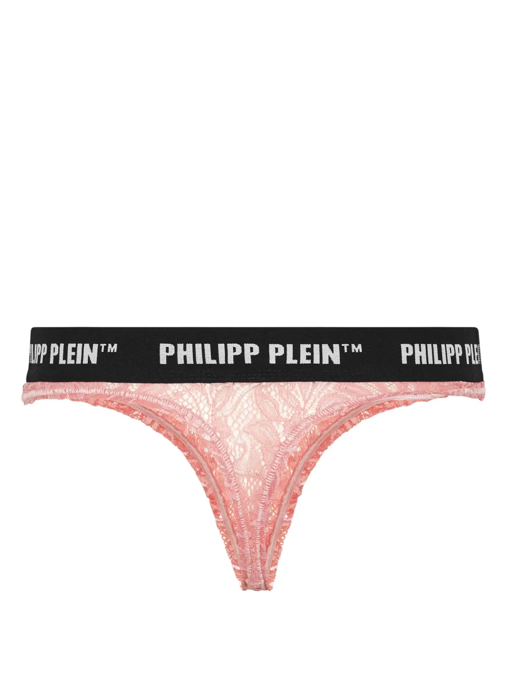 Philipp Plein logo-waistband lace thong - Roze