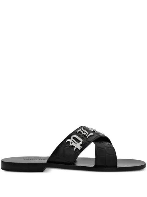 Philipp Plein logo-plaque leather sandals