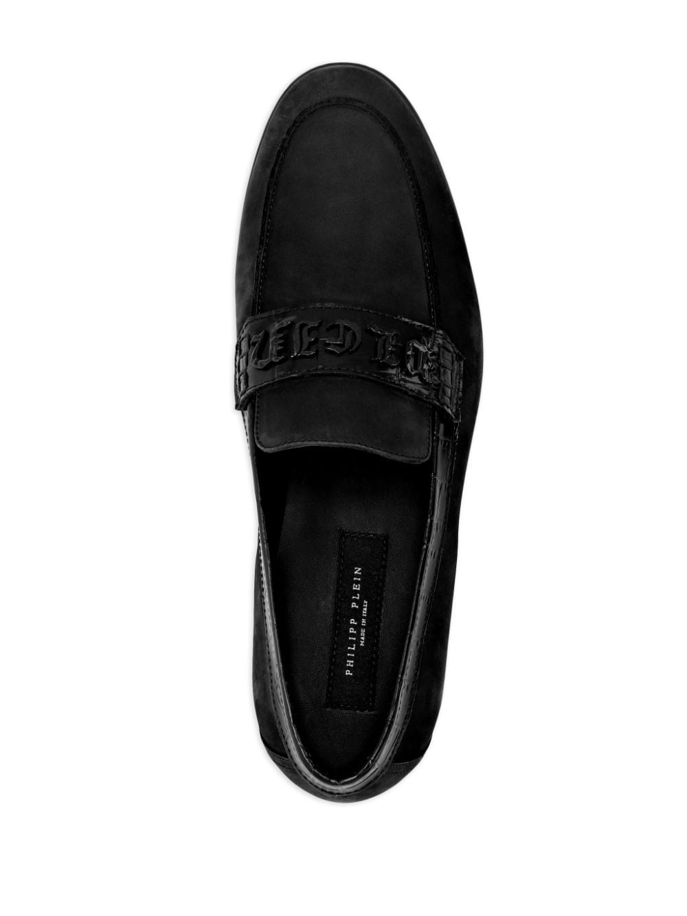 Shop Philipp Plein Crocodile-effect Leather Loafers In Black