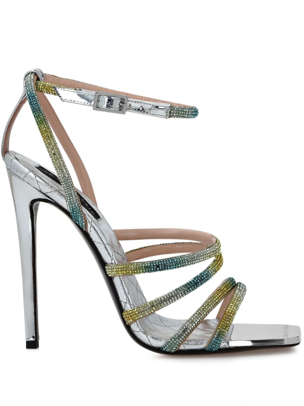 Philipp Plein Mirror 120mm Crystal-embellished Sandals In Metallic