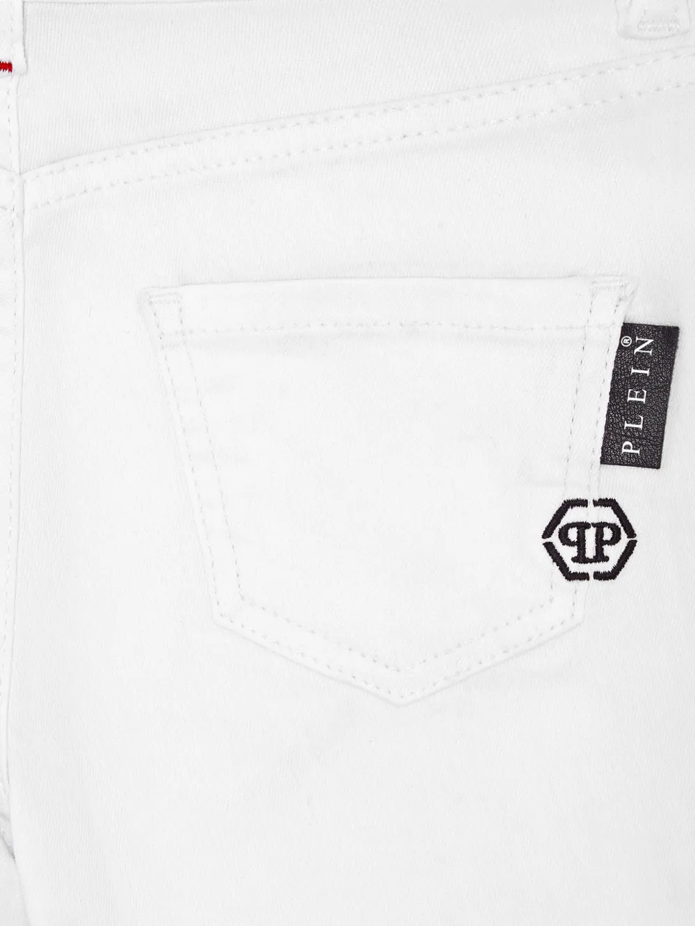 Philipp Plein Junior Jeans met geborduurd logo Wit