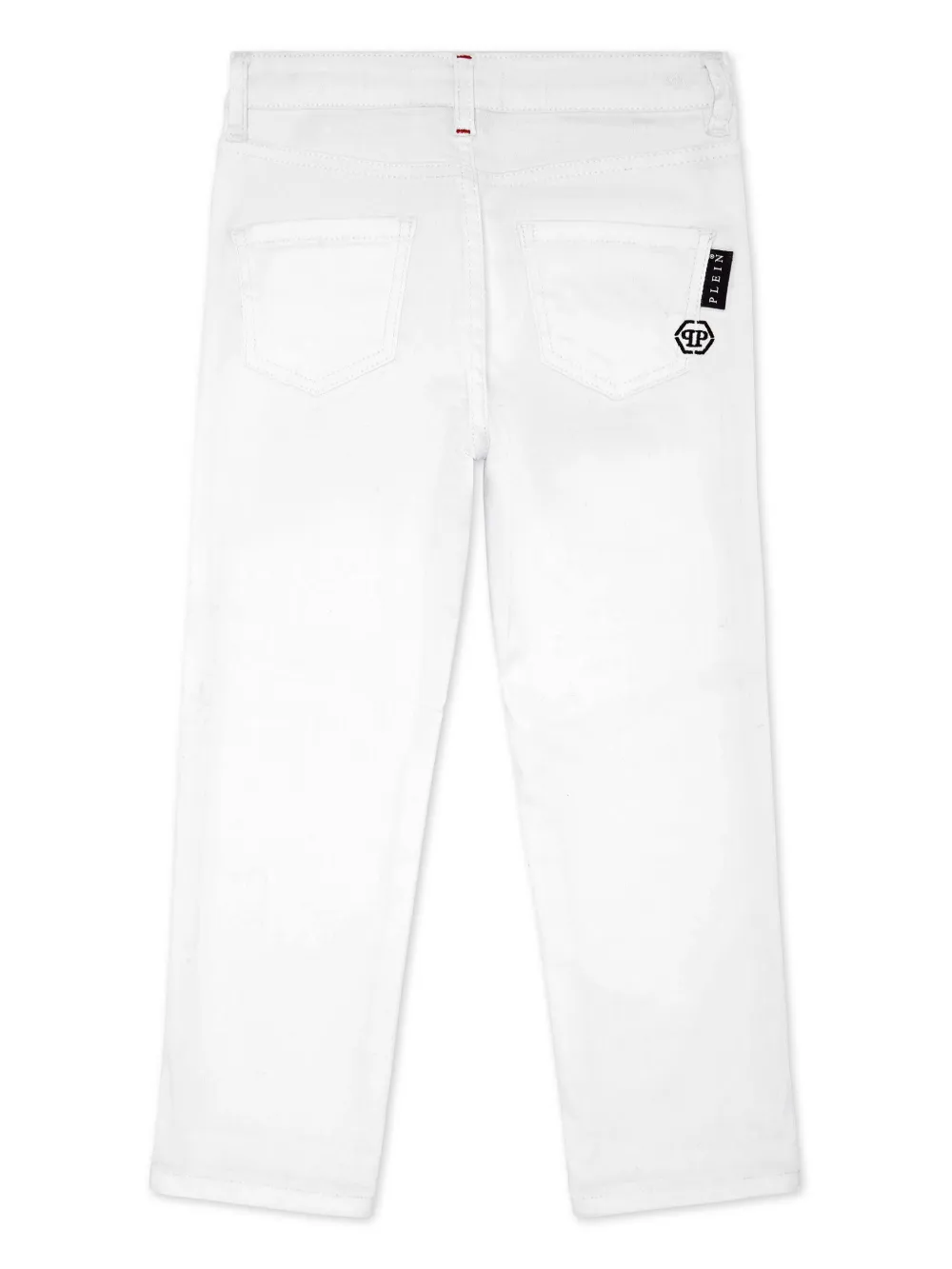 Philipp Plein Junior Jeans met geborduurd logo Wit
