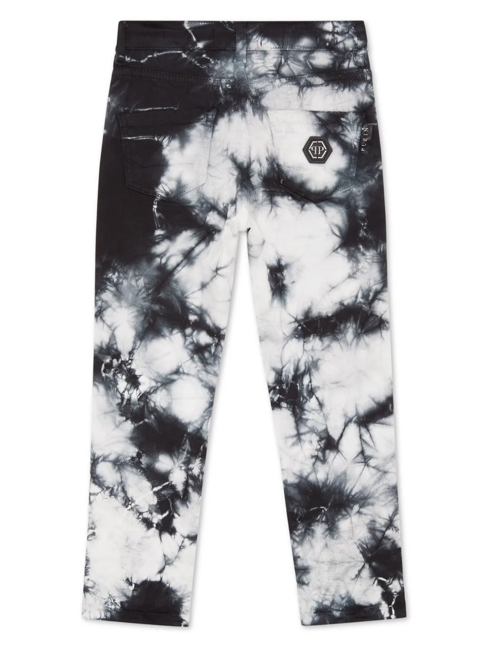 Shop Philipp Plein Tie-dye Print Cotton-blend Jeans In Blue