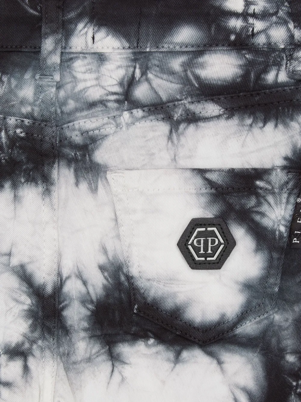 Philipp Plein Junior Jeans met tie-dye print Blauw