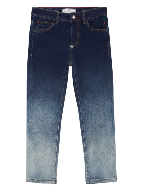 Philipp Plein Junior Calça jeans reta com efeito degradê