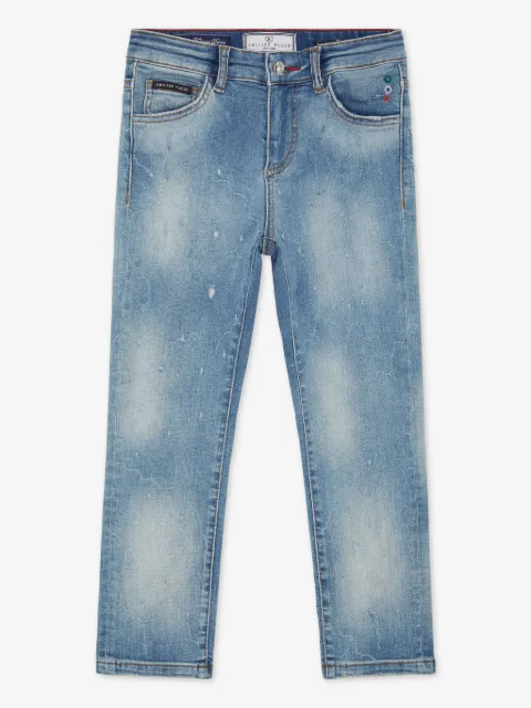 Philipp Plein Junior logo-appliqué cotton jeans 