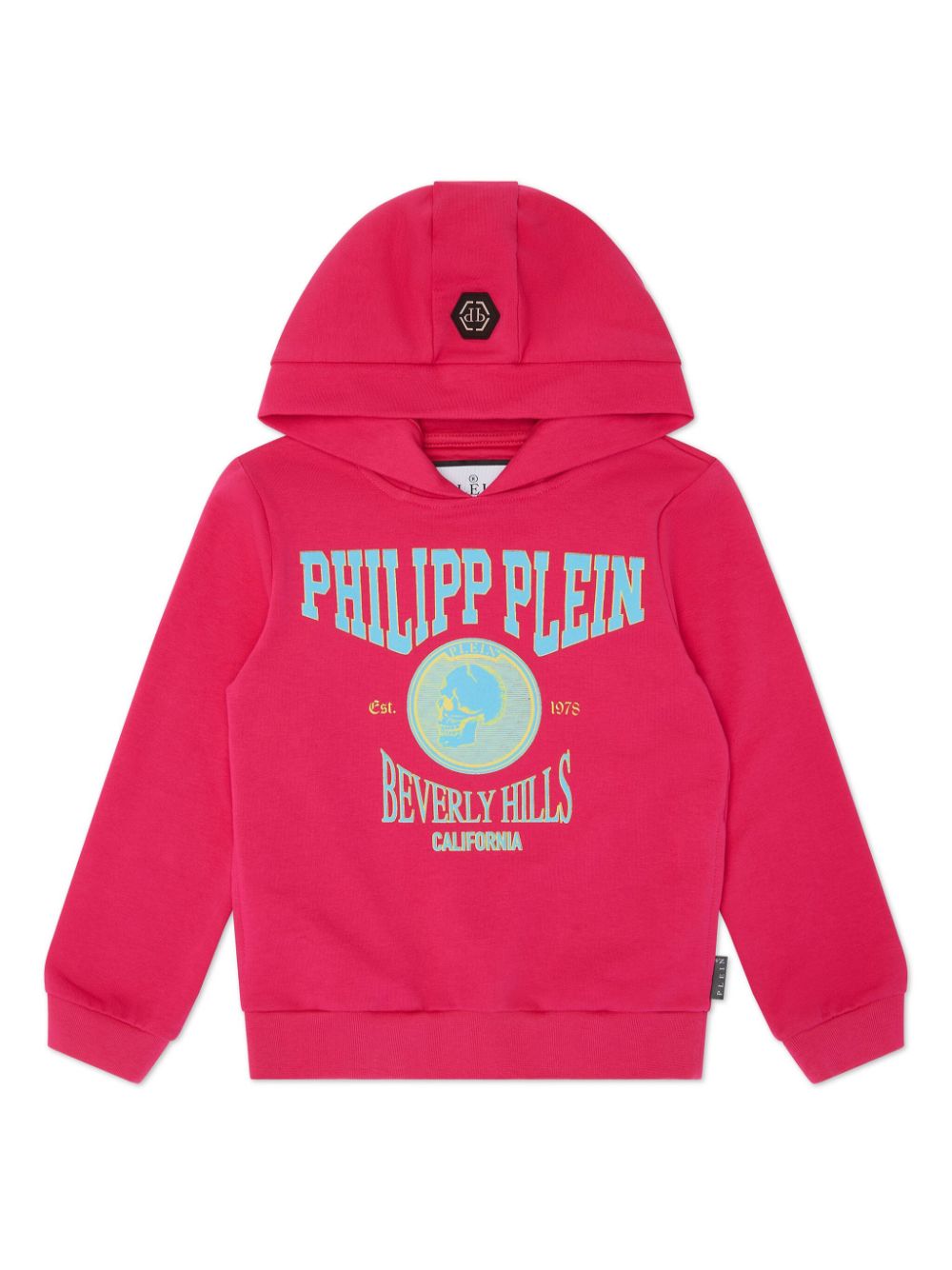 Philipp Plein Kids' Logo-print Cotton Hoodie In Pink