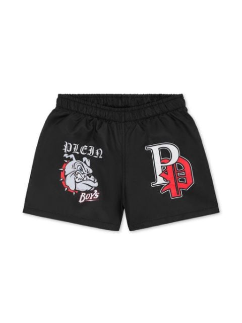 Philipp Plein Junior logo-print elasticated-waist swim shorts